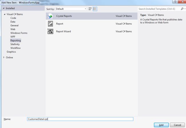 Added a new crystal report